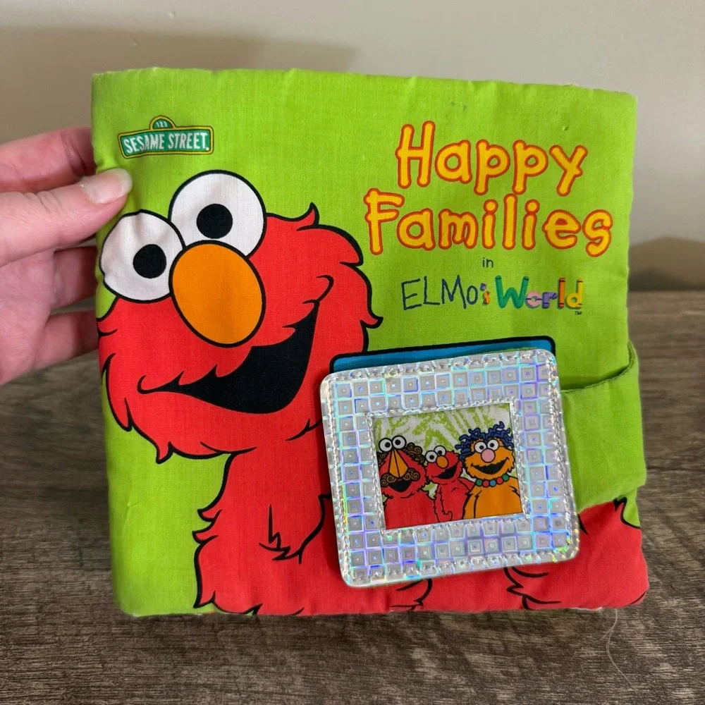 Vintage Y2K Sesame Street Elmo’s World Music Puzzle & Happy Families Cloth Book